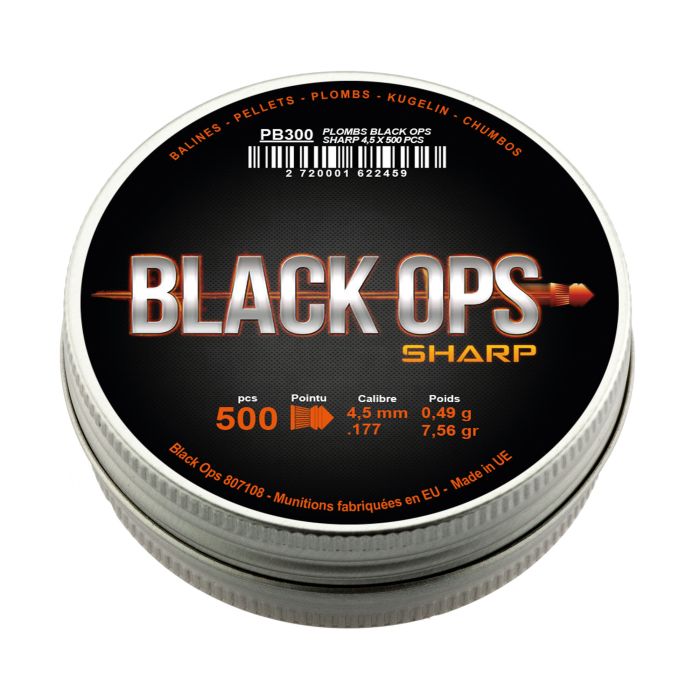 Plombs Calibre 4.5 MM Black Ops Sharp Tête Pointue + 500 Unités